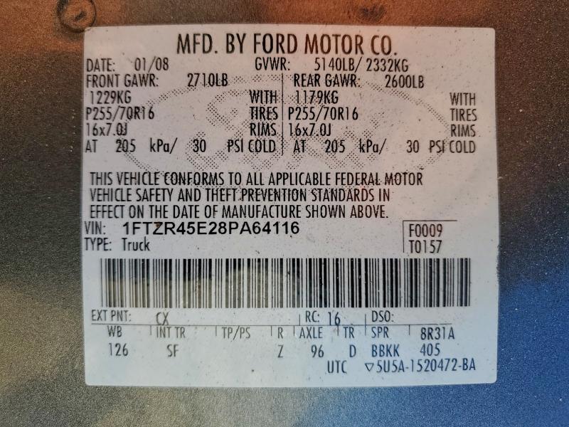 Aukcja sprzedaży 2008 Ford Ranger, vin: 1FTZR45E28PA64116, numer aukcji: 96816435