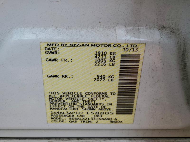 Продаж на аукціоні авто 2014 Nissan Altima 2.5, vin: 1N4AL3AP1EC158805, номер лоту: 95281275
