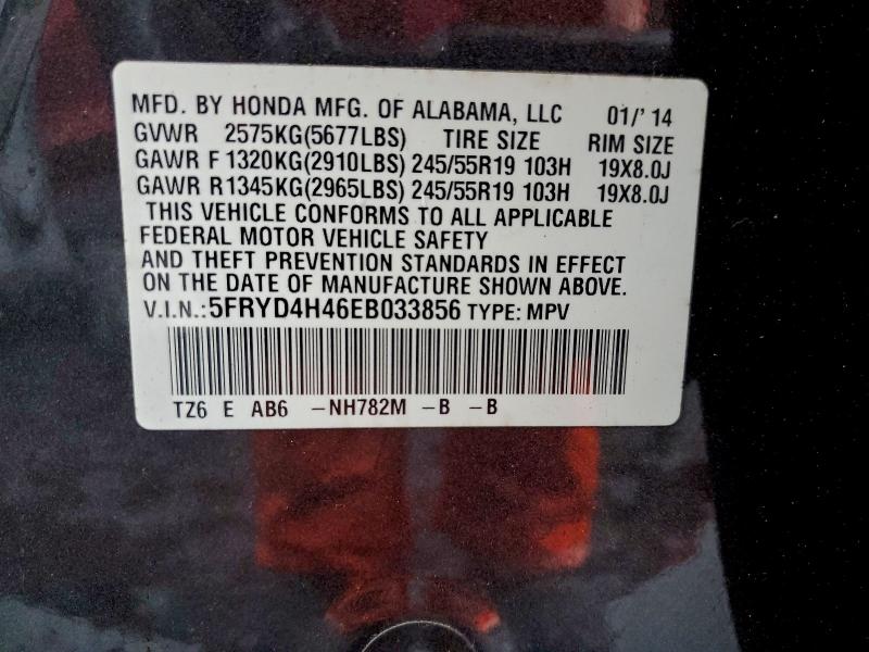 Aukcja sprzedaży 2014 Acura Mdx, vin: 5FRYD4H46EB033856, numer aukcji: 95876295