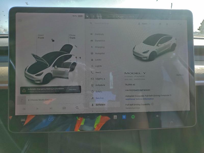2021 Tesla Model Y მანქანა იყიდება აუქციონზე, vin: 5YJYGAEE4MF160091, აუქციონის ნომერი: 93749425