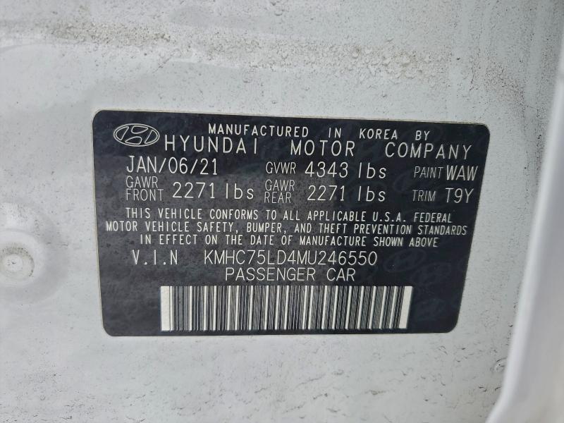 98043315 :رقم المزاد ، KMHC75LD4MU246550 vin ، 2021 Hyundai Ioniq Sel مزاد بيع