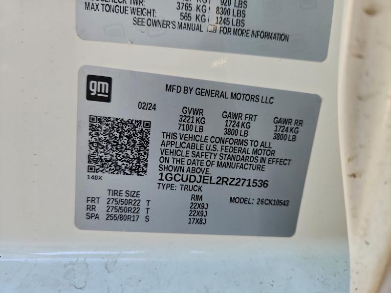 Продажа на аукционе авто 2024 Chevrolet Silverado, vin: 1GCUDJEL2RZ271536, номер лота: 97509385