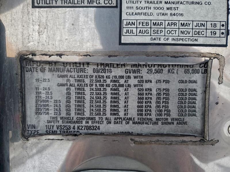 Продажа на аукционе авто 2019 Utility Trailer Vsra Reefe, vin: 1UYVS2534K2708324, номер лота: 93031725