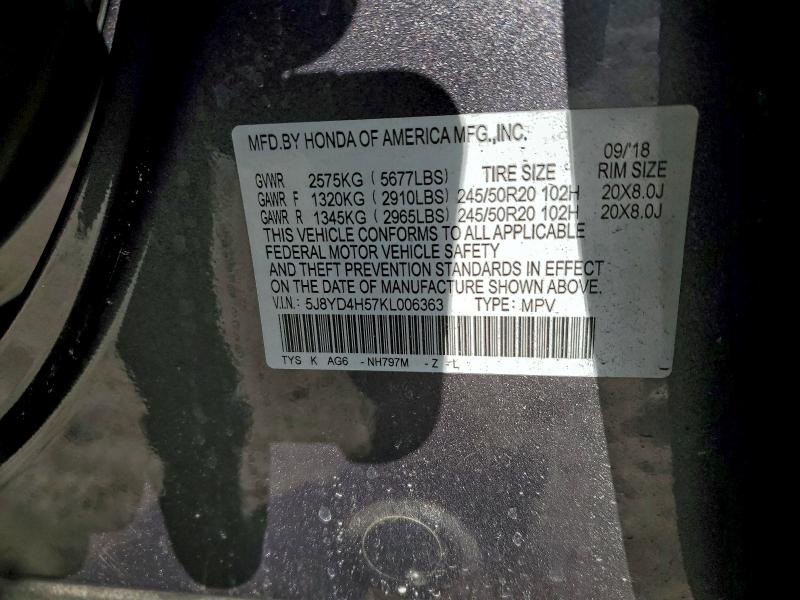 Aukcja sprzedaży 2019 Acura Mdx, vin: 5J8YD4H57KL006363, numer aukcji: 96435275