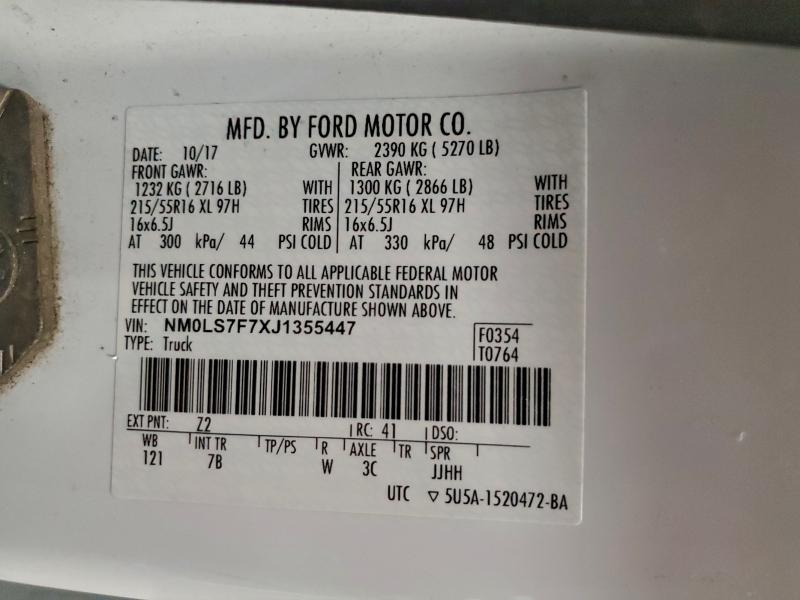 2018 Ford Transit Connect მანქანა იყიდება აუქციონზე, vin: NM0LS7F7XJ1355447, აუქციონის ნომერი: 96832095