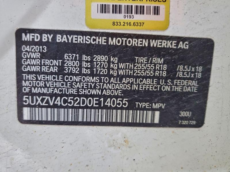 2013 Bmw X5 Xdrive3 მანქანა იყიდება აუქციონზე, vin: 5UXZV4C52D0E14055, აუქციონის ნომერი: 95753775