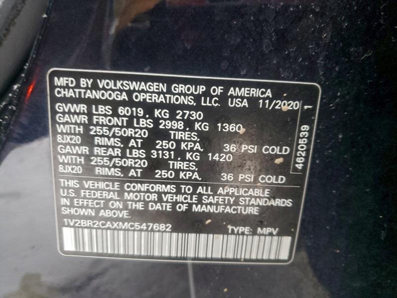 97710805 :رقم المزاد ، 1V2BR2CAXMC547682 vin ، 2021 Volkswagen Atlas مزاد بيع