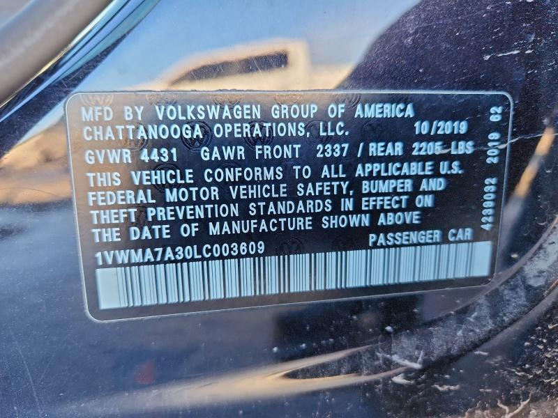 97134715 :رقم المزاد ، 1VWMA7A30LC003609 vin ، 2020 Volkswagen Passat مزاد بيع