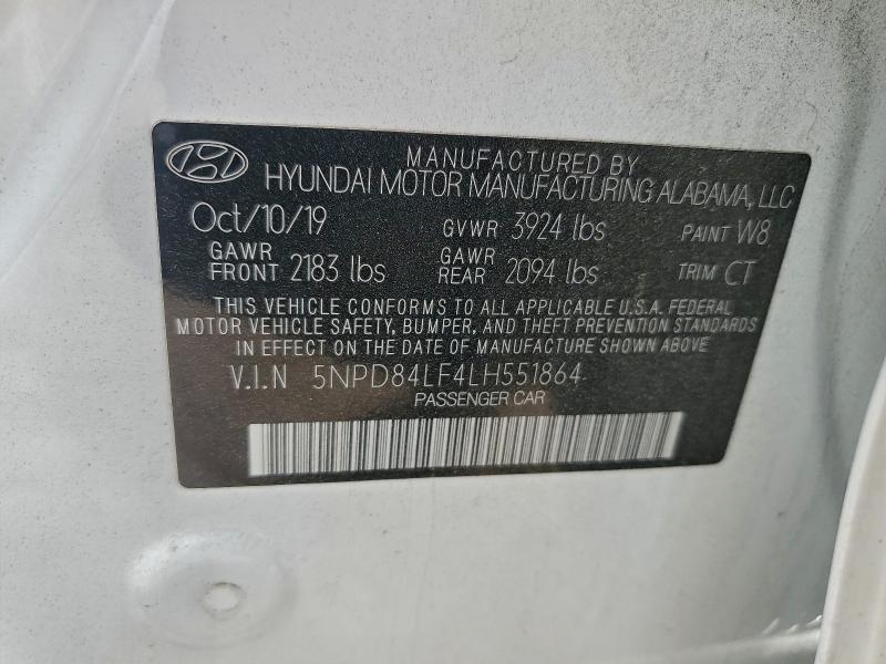 98177875 :رقم المزاد ، 5NPD84LF4LH551864 vin ، 2020 Hyundai Elantra مزاد بيع