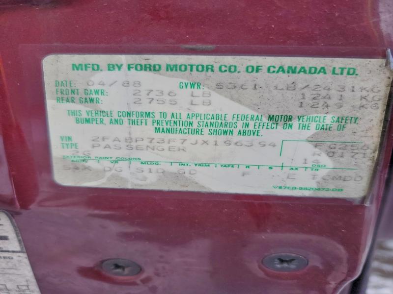 Продажа на аукционе авто 1988 Ford Crown Victoria, vin: 2FABP73F7JX196394, номер лота: 95672835