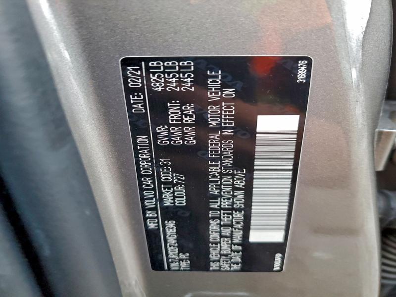 2021 Volvo S60 მანქანა იყიდება აუქციონზე, vin: 7JR102FZ4MG118346, აუქციონის ნომერი: 91250375