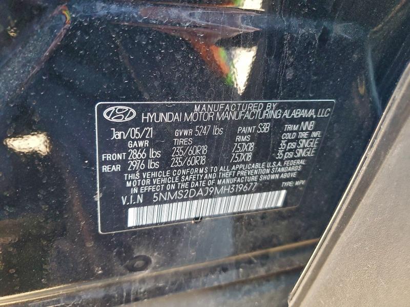 95029035 :رقم المزاد ، 5NMS2DAJ9MH319677 vin ، 2021 Hyundai Santa Fe مزاد بيع