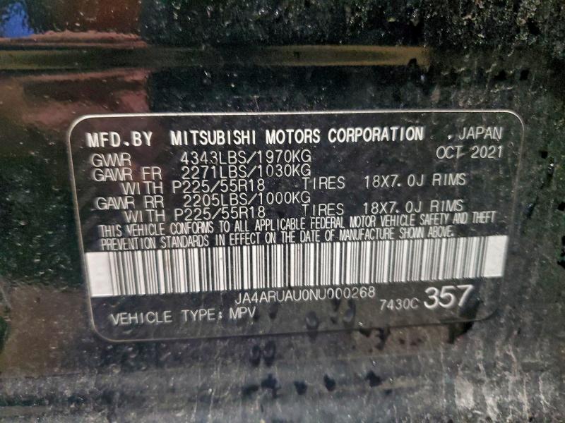 97954285 :رقم المزاد ، JA4ARUAU0NU000268 vin ، 2022 Mitsubishi Outlander Sport مزاد بيع