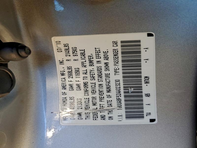 97110125 :رقم المزاد ، 19UUA8F52AA023230 vin ، 2010 Acura Tl مزاد بيع