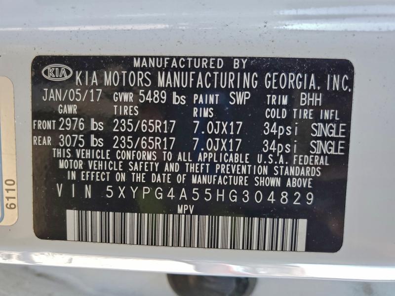 Aukcja sprzedaży 2017 Kia Sorento, vin: 5XYPG4A55HG304829, numer aukcji: 97149165