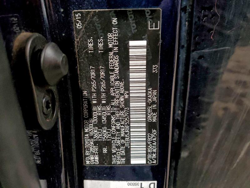 Продаж на аукціоні авто 2015 Toyota 4runner, vin: JTEBU5JRXF5257973, номер лоту: 96321145