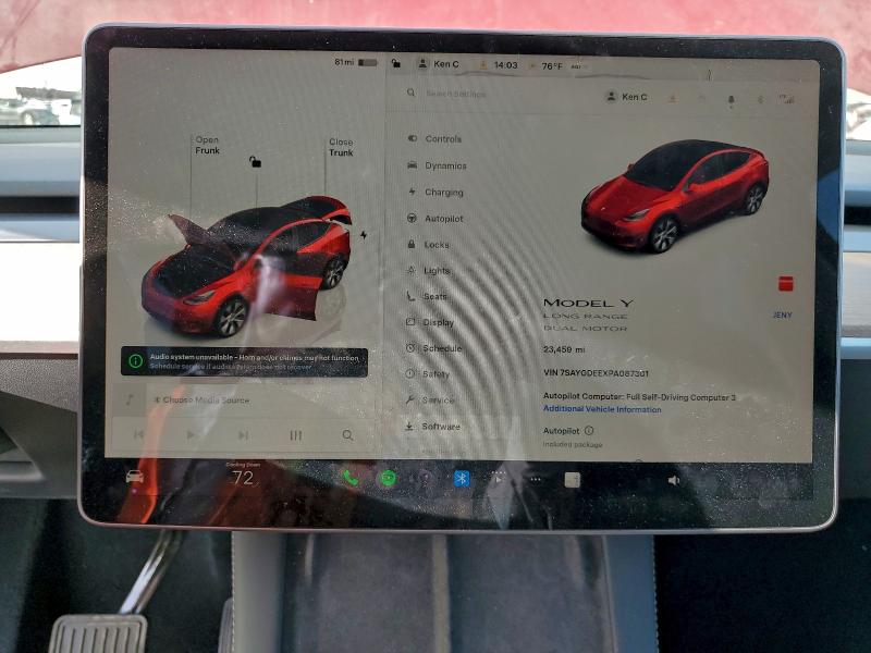 Aukcja sprzedaży 2023 Tesla Model Y, vin: 7SAYGDEEXPA087301, numer aukcji: 98079365