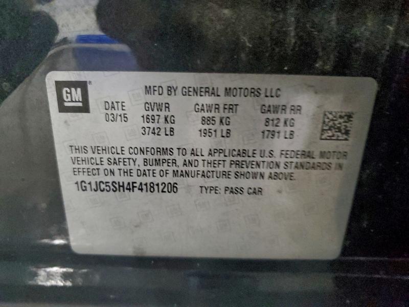 Продаж на аукціоні авто 2015 Chevrolet Sonic, vin: 1G1JC5SH4F4181206, номер лоту: 96722355