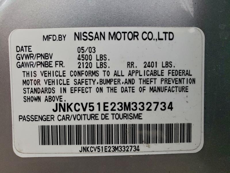 Aukcja sprzedaży 2003 Infiniti G35, vin: JNKCV51E23M332734, numer aukcji: 95924645