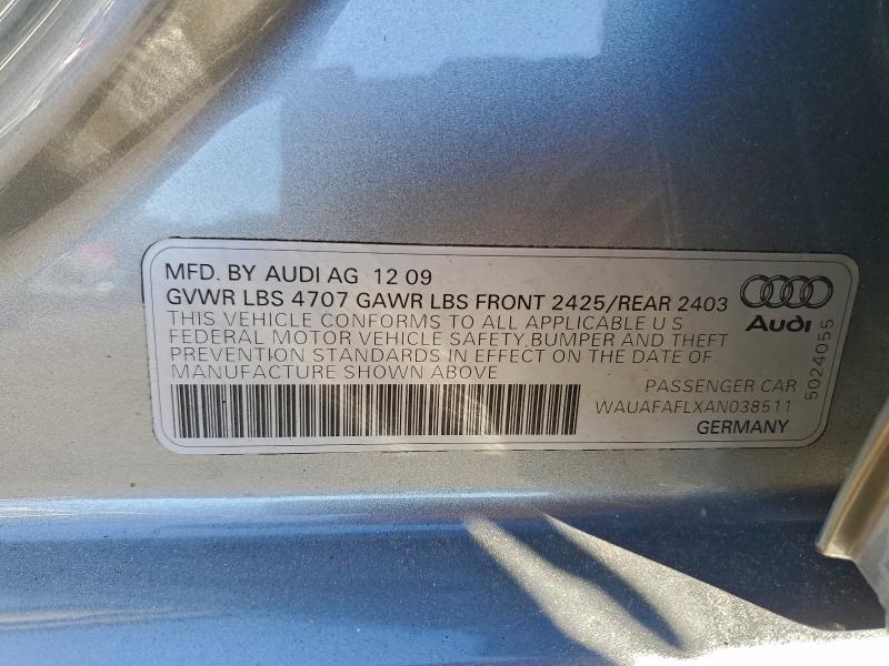 Aukcja sprzedaży 2010 Audi A4 Premium, vin: WAUAFAFLXAN038511, numer aukcji: 97799075