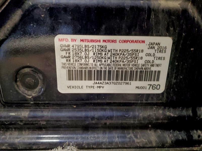 Aukcja sprzedaży 2016 Mitsubishi Outlander, vin: JA4AZ3A37GZ027961, numer aukcji: 96072595