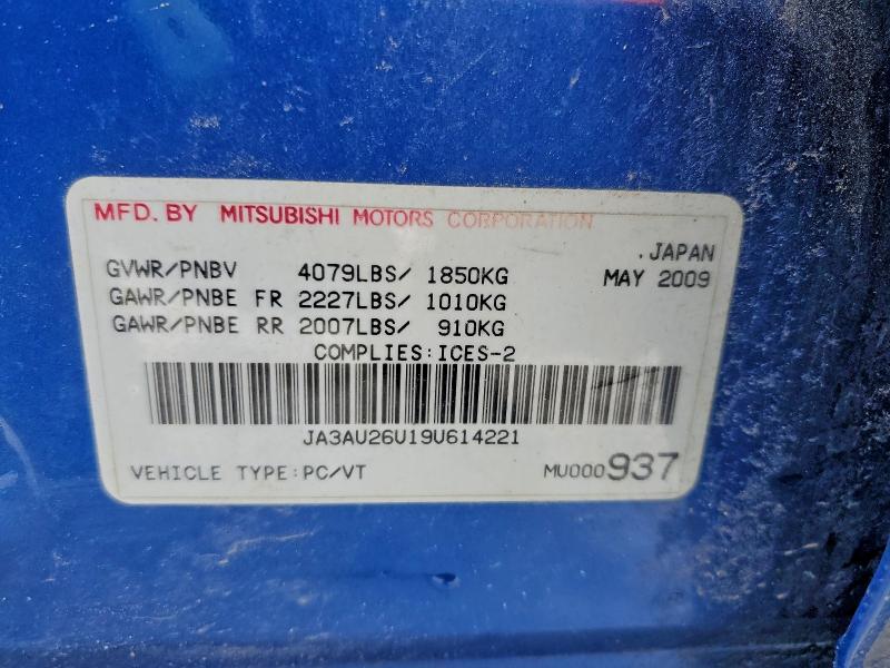 97163095 :رقم المزاد ، JA3AU26U19U614221 vin ، 2009 Mitsubishi Lancer مزاد بيع