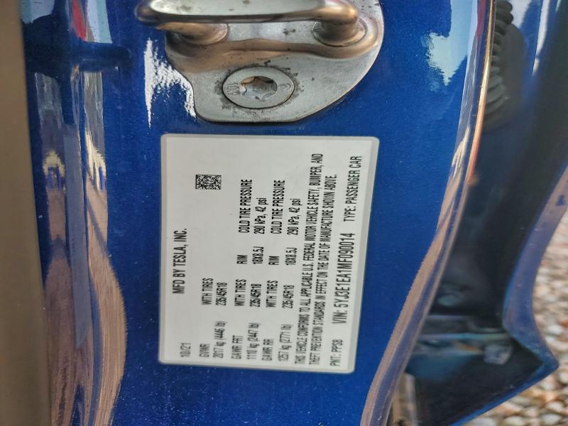 Aukcja sprzedaży 2021 Tesla Model 3, vin: 5YJ3E1EA1MF090014, numer aukcji: 94026915