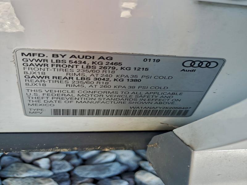 Продажа на аукционе авто 2019 Audi Q5, vin: WA1ANAFY2K2056497, номер лота: 96940105