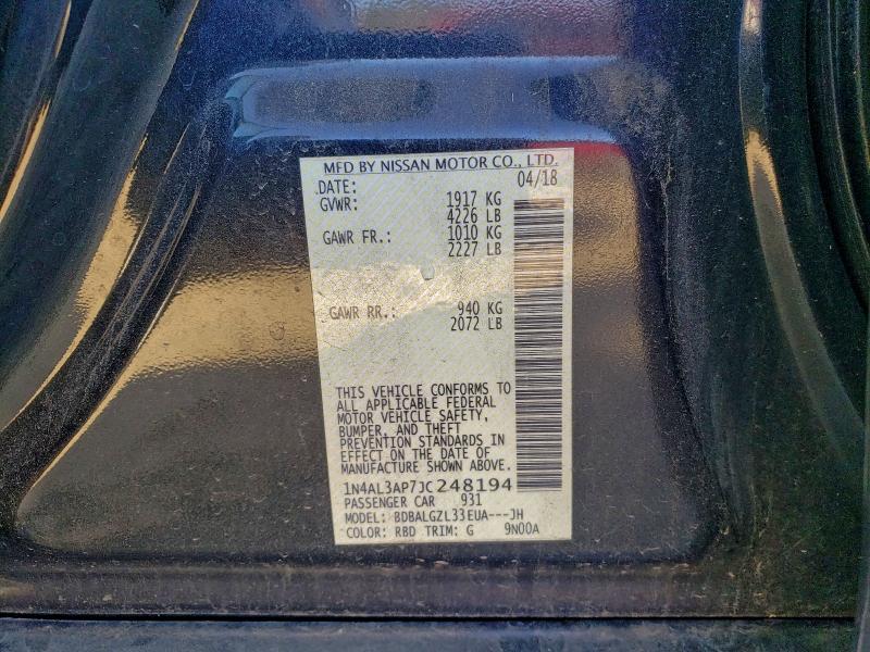Aukcja sprzedaży 2018 Nissan Altima, vin: 1N4AL3AP7JC248194, numer aukcji: 94229745