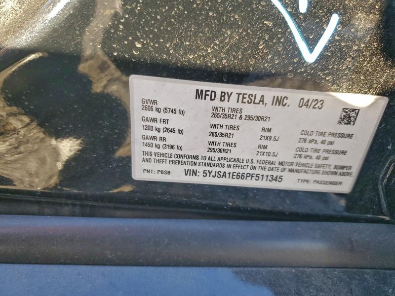 Auction sale of the 2023 Tesla Model S, vin: 5YJSA1E66PF511345, lot number: 94888575