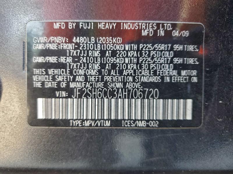 Продажа на аукционе авто 2010 Subaru Forester, vin: JF2SH6CC3AH706720, номер лота: 95385525