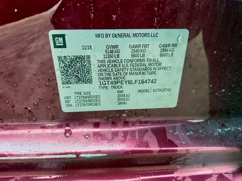 Продаж на аукціоні авто 2020 Gmc Sierra, vin: 1GT49PEY6LF164742, номер лоту: 97526155