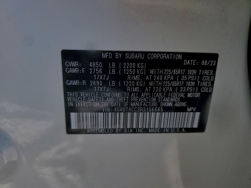 96284505 :رقم المزاد ، 4S4BTACC3R3156665 vin ، 2024 Subaru Outback مزاد بيع