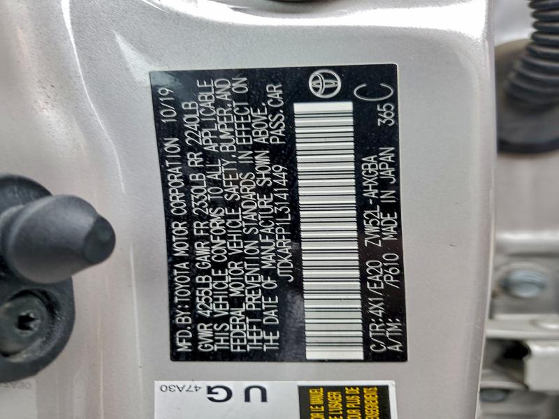 Aukcja sprzedaży 2020 Toyota Prius Prim, vin: JTDKARFP1L3141449, numer aukcji: 96101265