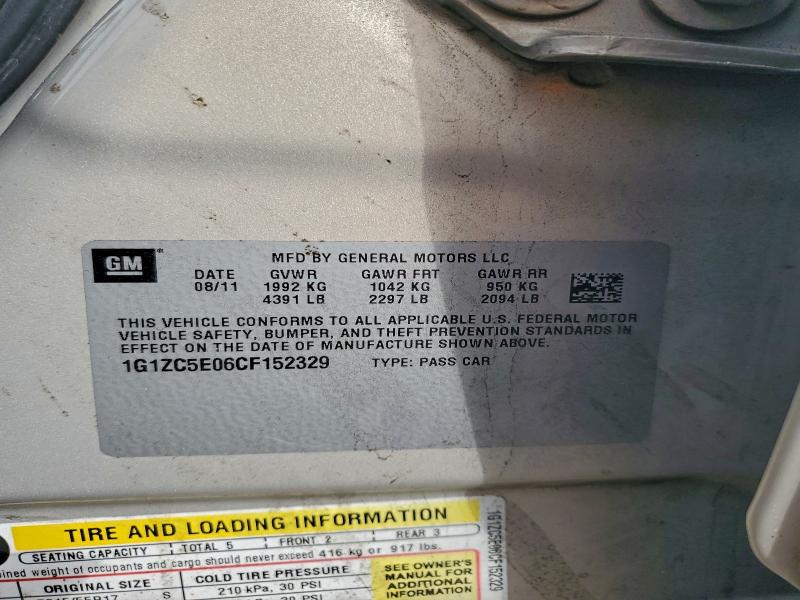 Aukcja sprzedaży 2012 Chevrolet Malibu, vin: 1G1ZC5E06CF152329, numer aukcji: 96211575