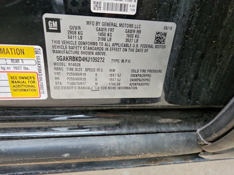 93399495 :رقم المزاد ، 5GAKRBKD4HJ109272 vin ، 2017 Buick Enclave مزاد بيع