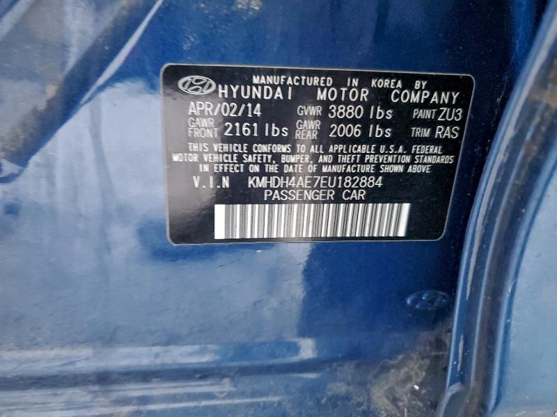 93935105 :رقم المزاد ، KMHDH4AE7EU182884 vin ، 2014 Hyundai Elantra مزاد بيع