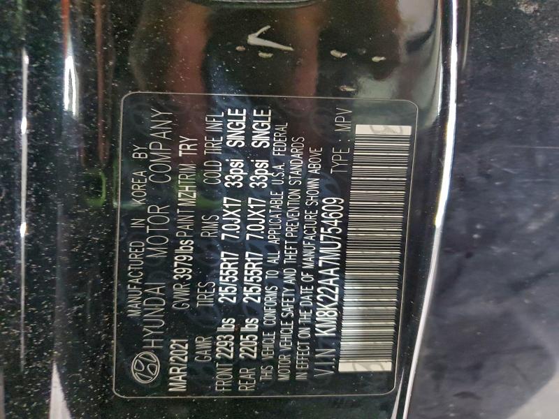 94905185 :رقم المزاد ، KM8K22AA7MU754609 vin ، 2021 Hyundai Kona مزاد بيع