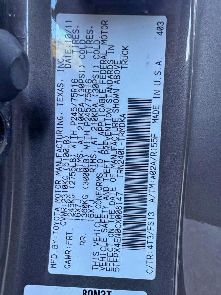Auction sale of the 2012 Toyota Tacoma, vin: 5TFPX4EN0CX008147, lot number: 96772375
