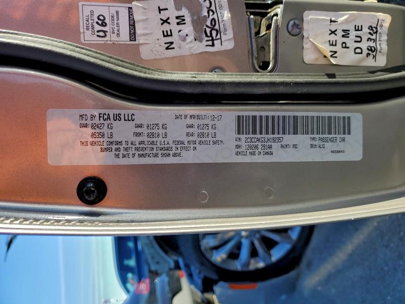Продаж на аукціоні авто 2018 Chrysler 300, vin: 2C3CCAKG3JH192357, номер лоту: 94074115