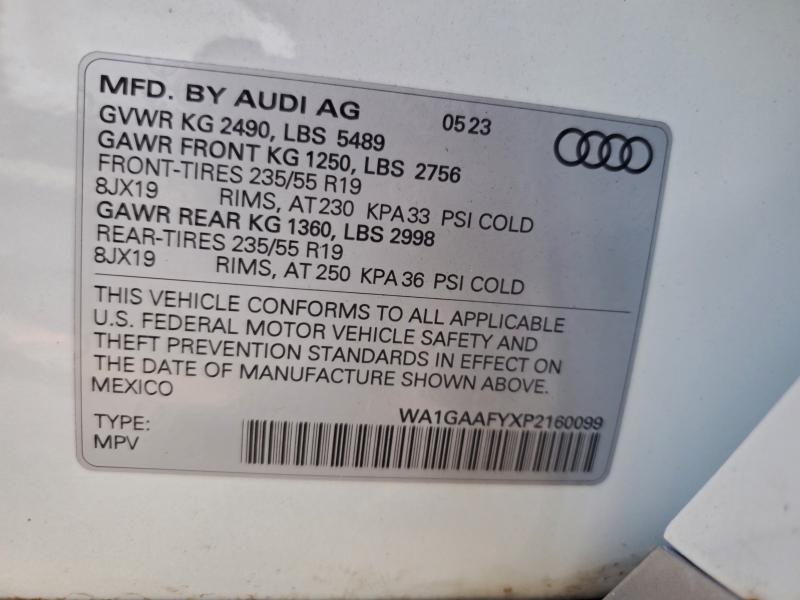 Aukcja sprzedaży 2023 Audi Q5, vin: WA1GAAFYXP2160099, numer aukcji: 95285165