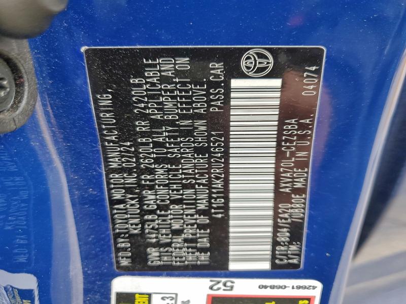 95962115 :رقم المزاد ، 4T1G11AK2RU246521 vin ، 2024 Toyota Camry Se N مزاد بيع