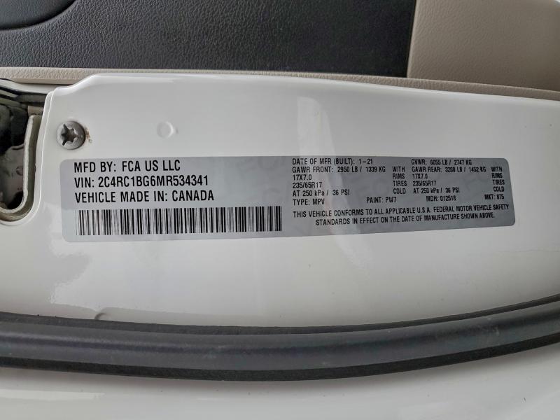 96622175 :رقم المزاد ، 2C4RC1BG6MR534341 vin ، 2021 Chrysler Pacifica مزاد بيع