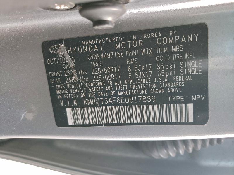 95758085 :رقم المزاد ، KM8JT3AF6EU817839 vin ، 2014 Hyundai Tucson مزاد بيع