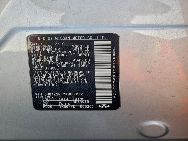 Aukcja sprzedaży 2019 Infiniti Qx80, vin: JN8AZ2NF7K9686561, numer aukcji: 97529105