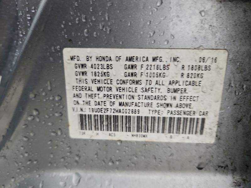 94319155 :رقم المزاد ، 19UDE2F72HA002889 vin ، 2017 Acura Ilx مزاد بيع