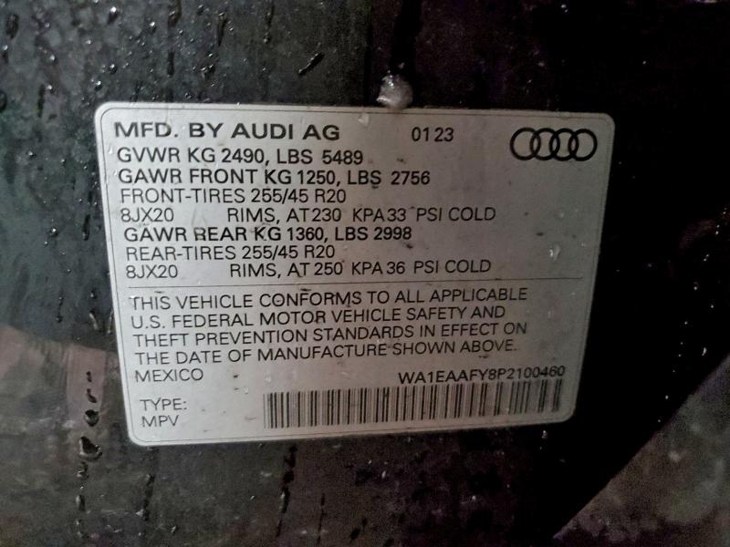 Aukcja sprzedaży 2023 Audi Q5, vin: WA1EAAFY8P2100460, numer aukcji: 96699025