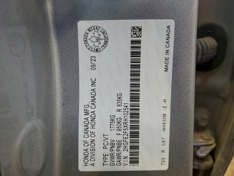 Aukcja sprzedaży 2024 Honda Civic Spor, vin: 2HGFE2F5XRH102541, numer aukcji: 96270965