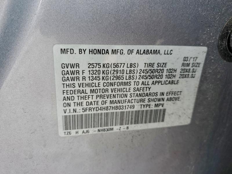 Продаж на аукціоні авто 2017 Acura Mdx, vin: 5FRYD4H87HB031749, номер лоту: 95772765