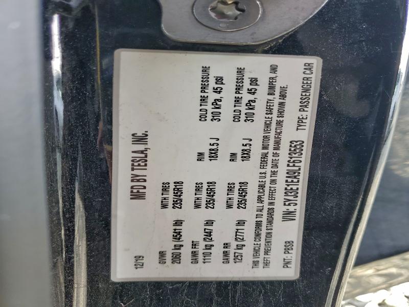94779285 :رقم المزاد ، 5YJ3E1EA9LF613553 vin ، 2020 Tesla Model 3 مزاد بيع